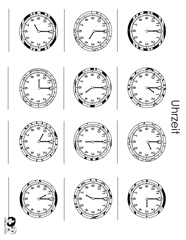 time worksheet german